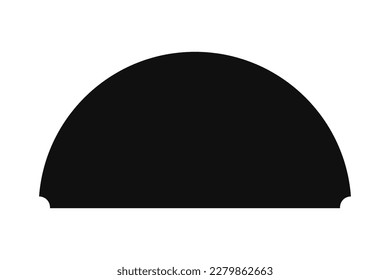 Negative Ecken halbkreisförmige Silhouettensymbol. Ein schwarzes Halbkreissymbol. Einzeln auf weißem Hintergrund.