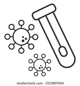 Negative Covid-19 Test. Covid Pcr Test Vector Line Icon. Corona Virus Covid19 Tube Test Medical Laboratory