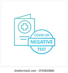 Negative covid19 test gradient icon. Note in Health Passport about coronavirus testing. Negative results. Health care.Isolated vector illustration.Suitable to banners, mobile apps and presentation