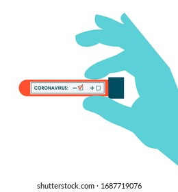Negative Covid-19 test. Vector illustration. Blood sample tube for COVID-19, coronavirus test. Coronavirus Covid-19 test result.