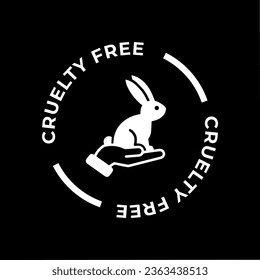 Negative cruelty free circle icon. Not tested on animals with rabbit silhouette label. Vector illustration.
