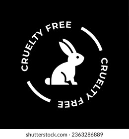 Negative cruelty free icon. Not tested on animals with rabbit silhouette label. Vector illustration.