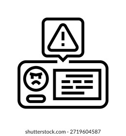 Icon-Vektor der negativen Feedback-Zeile des Kunden. negatives Kundenfeedback-Zeichen. isoliertes Kontursymbol, schwarze Illustration