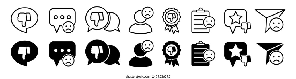 Negative customer reviews sign, rating service, bad client satisfaction, user experience worst customer feedback concept – vector