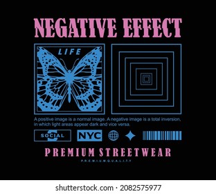 Negative effect, Butterfly t shirt design, vector graphic, typographic poster or tshirts street wear and Urban style