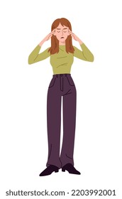 Negative emotion concept. Social network sticker for messengers. Angry girl screaming and waving her arms. Psychology and mental health, control of emotions. Cartoon flat vector illustration