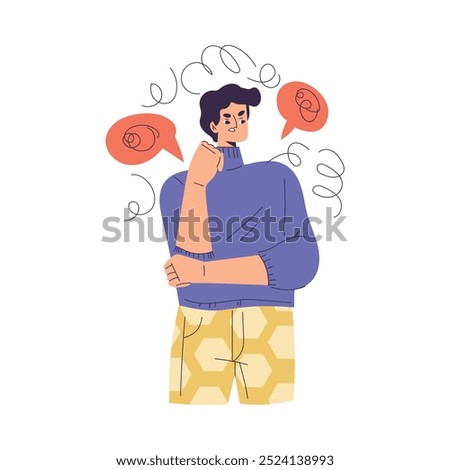 Negative Emotion with Man Character Express Feeling Vector Illustration