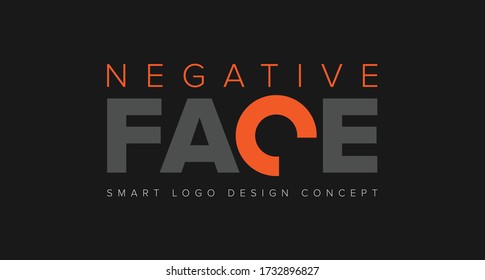 Negative face logo. the letter C becomes a face in negative space. Smart logo design concept