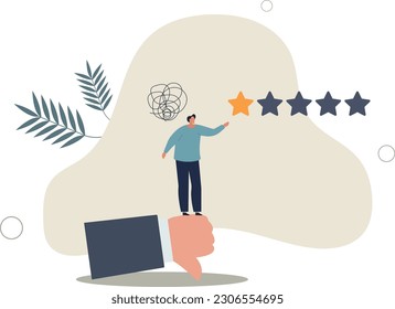 Negative feedback, bad review or one star customer feedback, terrible or poor quality user experience, low rating result or disappointment concept.flat vector illustration.