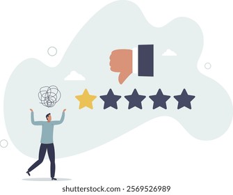 Negative feedback, bad review or one star customer feedback, terrible or poor quality user experience, low rating result or disappointment concept.flat characters.