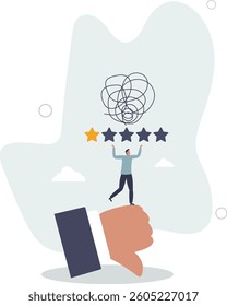 Negative feedback, bad review or one star customer feedback, terrible or poor quality user experience, low rating result or disappointment concept.flat character life .