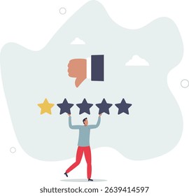 Negative feedback, bad review or one star customer feedback, terrible or poor quality user experience, low rating result or disappointment concept. character life .