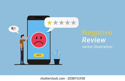 Negative Feedback Or Review Online Concept, Customer Service Evaluation