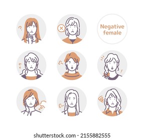 Negative female vector circle icon