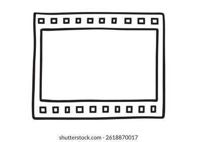 Negative film or Concept retro slides showing icon doodle hand drawn. Outline Negative film line drawing clipart symbol. Vector illustration