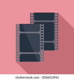Vector plano de icono de película negativo. Marco de tira. Película de cine
