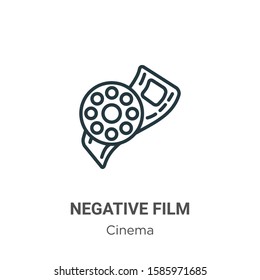 Negative film outline vector icon. Thin line black negative film icon, flat vector simple element illustration from editable cinema concept isolated on white background