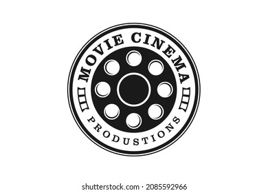 Negative film reel stripes, filmstrip roll tapes, movie cinema video studio production logo design