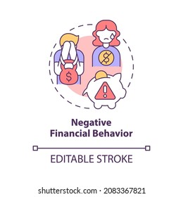 Negative Financial Behavior Concept Icon. Economic Abuse. Finance Access Control. Withholding Money Abstract Idea Thin Line Illustration. Vector Isolated Outline Color Drawing. Editable Stroke