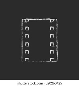 Negative hand drawn in chalk on a blackboard vector white icon isolated on a black background.