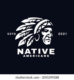 Inspiración de diseño de logotipo nativo americano de jefe negativo