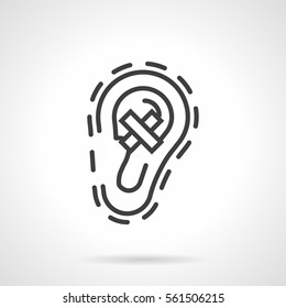 Negative hearing test. Symbol of deafness. Black simple line style vector icon