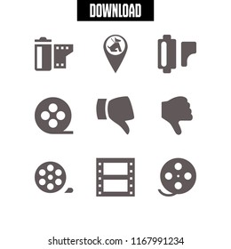 negative icon. 9 negative vector set. film reel, thumb down, film roll and pet zone point icons for web and design about negative theme