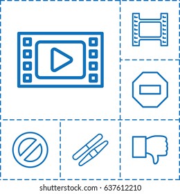 Negative icon. set of 6 negative outline icons such as sawing, dislike, prohibited, minus