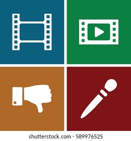 negative icons set. Set of 4 negative filled icons such as nail sawing, dislike