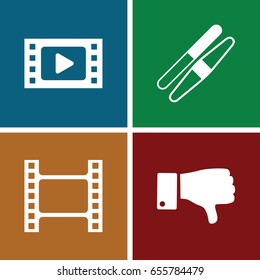 Negative icons set. set of 4 negative filled icons such as sawing, dislike