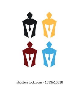 negative ilustration of spartan helmet logo set