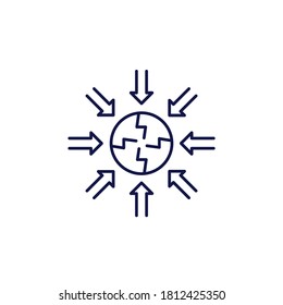 negative impact line icon on white