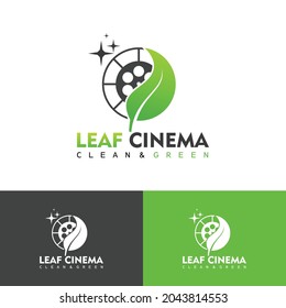 negative and leaf film reel strip production logo vector illustration design
