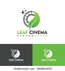 negative and leaf film reel strip production logo vector illustration design