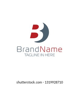 Negative Letter B in Red and Grey Color Trimmed the Circle