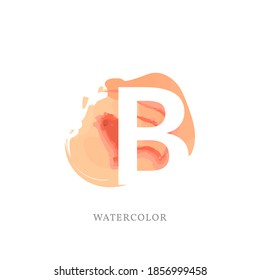 negative letter B with watercolor splash for fashion or beauty care logo, apparel brand, personal branding identity, make up artist or any other company