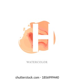 negative letter H with watercolor splash for fashion or beauty care logo, apparel brand, personal branding identity, make up artist or any other company