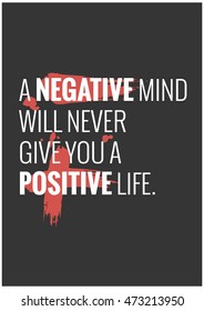 A negative mind will never give you a positive life. (Motivational Quote Vector Poster Design)