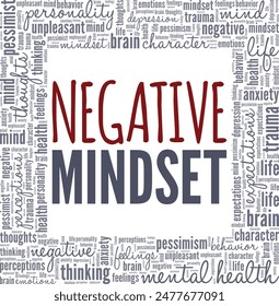 Negative Mindset word cloud conceptual design isolated on white background.