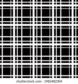 Negative or monochrome scottish ornament. Vector same pattern male rectangles and squares.