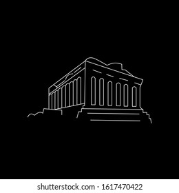 Negative Outline Vector with  Building Architecture. Palace icon.Vector illustration of Palace. Vector icon for web and advertising isolated on black background. Element of culture and traditions