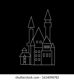 Negative outline vector Famous Ancient Building. Vector icon for web and advertising isolated on black background. Element of culture and traditions.