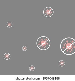 Negative Pandemic Gray Test Virus Sick Illustration. Forbidden Healthcare Epidemic Silver Restrictions Covid-19 Backdrop. Stop Covid Grey Asian Flue Red Danger Sign Coronavirus Quarantine Vector.