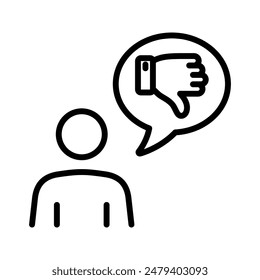 negative person feedback icon line vector design