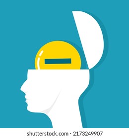 Negative person icon. Think about removing the icon in head. vector illustration