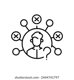 Negative personal traits line black icon. Sign for web page, mobile app, button, logo. Vector isolated button. Editable stroke.