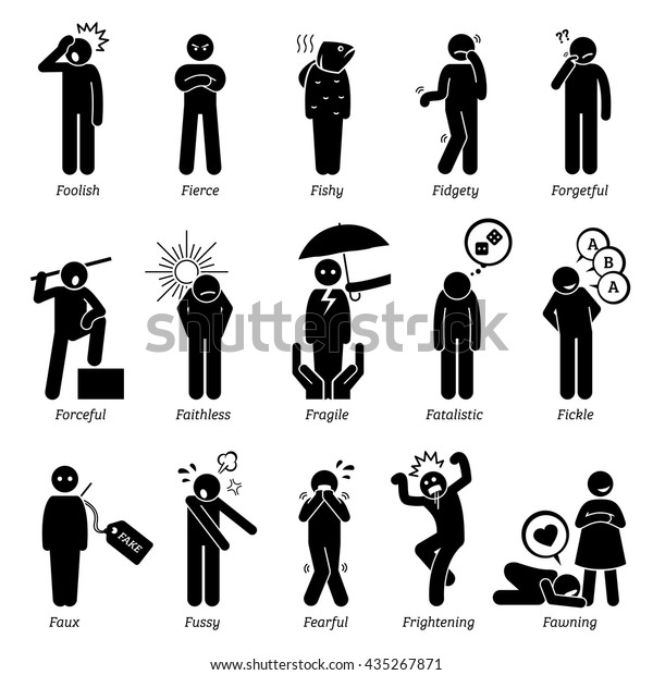 Negative Personalities Character Traits Stick Figures Stock Vector ...