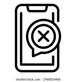 Negative phone test icon. Outline Negative phone test vector icon for web design isolated on white background