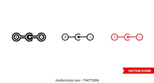 Negative polarity icon of 3 types: color, black and white, outline. Isolated vector sign symbol.