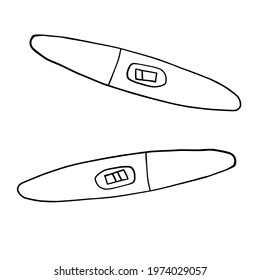 
Negative and positive pregnancy tests, doodle vector illustration about conception or problems with it. Sketch element for graphic and web design, posters, stickers.